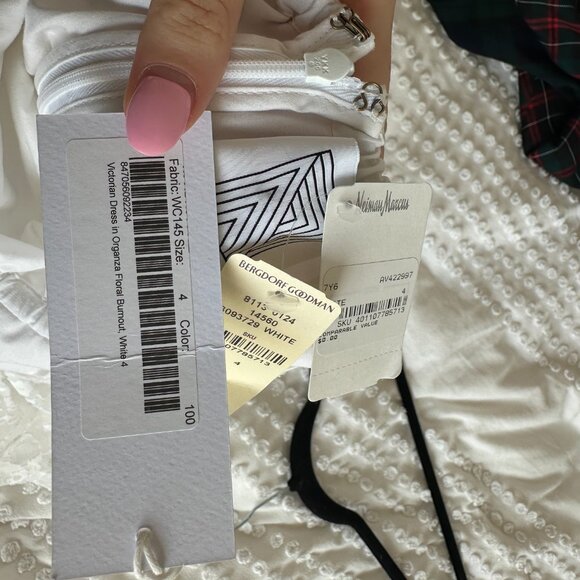 NWT Rosie Assoulin Victorian Dress Sz 4 White Organza Embroidered Floral Burnout - Picture 5 of 13